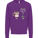 Coffee am Wine pm Funny Alcohol Prosecco Mens Sweatshirt Jumper Purple