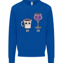 Coffee am Wine pm Funny Alcohol Prosecco Mens Sweatshirt Jumper Royal Blue