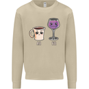 Coffee am Wine pm Funny Alcohol Prosecco Mens Sweatshirt Jumper Sand