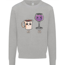 Coffee am Wine pm Funny Alcohol Prosecco Mens Sweatshirt Jumper Sports Grey