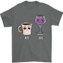 Coffee am Wine pm Funny Alcohol Prosecco Mens T-Shirt Cotton Gildan Charcoal