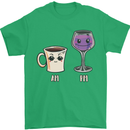 Coffee am Wine pm Funny Alcohol Prosecco Mens T-Shirt Cotton Gildan Irish Green