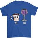 Coffee am Wine pm Funny Alcohol Prosecco Mens T-Shirt Cotton Gildan Royal Blue