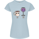 Coffee am Wine pm Funny Alcohol Prosecco Womens Petite Cut T-Shirt Light Blue