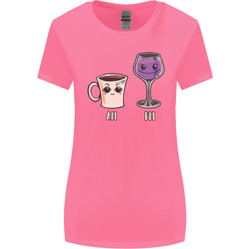 Coffee am Wine pm Funny Alcohol Prosecco Womens Wider Cut T-Shirt Azalea