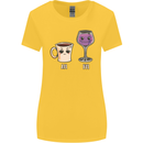 Coffee am Wine pm Funny Alcohol Prosecco Womens Wider Cut T-Shirt Yellow
