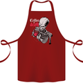Coffee or Death Skull Cotton Apron 100% Organic Maroon