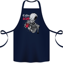 Coffee or Death Skull Cotton Apron 100% Organic Navy Blue
