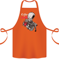 Coffee or Death Skull Cotton Apron 100% Organic Orange