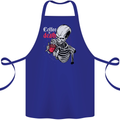 Coffee or Death Skull Cotton Apron 100% Organic Royal Blue