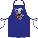Coffee or Death Skull Cotton Apron 100% Organic Royal Blue