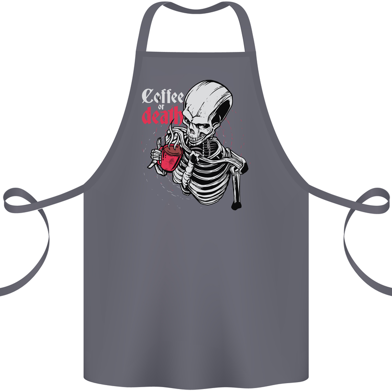 Coffee or Death Skull Cotton Apron 100% Organic Steel