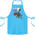 Coffee or Death Skull Cotton Apron 100% Organic Turquoise