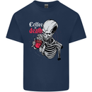 Coffee or Death Skull Kids T-Shirt Childrens Navy Blue