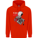 Coffee or Death Skull Mens 80% Cotton Hoodie Bright Red