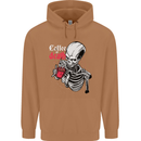 Coffee or Death Skull Mens 80% Cotton Hoodie Caramel Latte