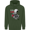 Coffee or Death Skull Mens 80% Cotton Hoodie Forest Green