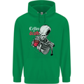 Coffee or Death Skull Mens 80% Cotton Hoodie Irish Green