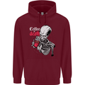 Coffee or Death Skull Mens 80% Cotton Hoodie Maroon