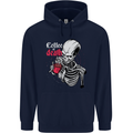 Coffee or Death Skull Mens 80% Cotton Hoodie Navy Blue