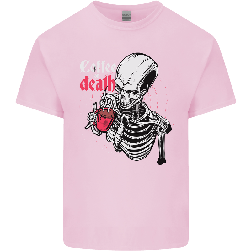 Coffee or Death Skull Mens Cotton T-Shirt Tee Top Light Pink