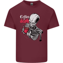 Coffee or Death Skull Mens Cotton T-Shirt Tee Top Maroon