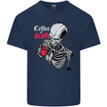 Coffee or Death Skull Mens Cotton T-Shirt Tee Top Navy Blue