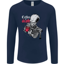 Coffee or Death Skull Mens Long Sleeve T-Shirt Navy Blue