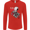 Coffee or Death Skull Mens Long Sleeve T-Shirt Red