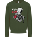 Coffee or Death Skull Mens Sweatshirt Jumper Forest Green