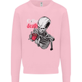 Coffee or Death Skull Mens Sweatshirt Jumper Light Pink