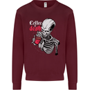 Coffee or Death Skull Mens Sweatshirt Jumper Maroon
