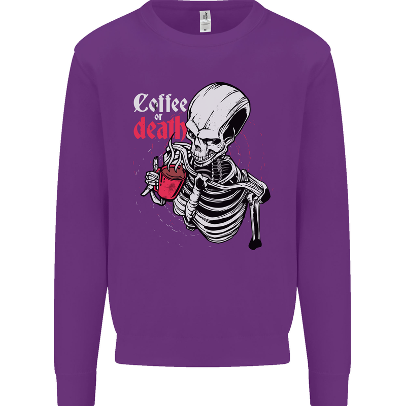 Coffee or Death Skull Mens Sweatshirt Jumper Purple