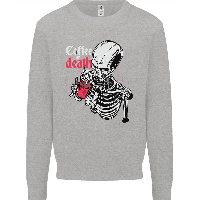 Coffee or Death Skull Mens Sweatshirt Jumper Sports Grey