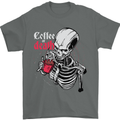 Coffee or Death Skull Mens T-Shirt Cotton Gildan Charcoal