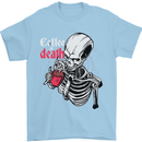 Coffee or Death Skull Mens T-Shirt Cotton Gildan Light Blue