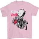 Coffee or Death Skull Mens T-Shirt Cotton Gildan Light Pink