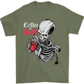 Coffee or Death Skull Mens T-Shirt Cotton Gildan Military Green