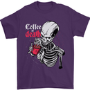Coffee or Death Skull Mens T-Shirt Cotton Gildan Purple