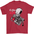 Coffee or Death Skull Mens T-Shirt Cotton Gildan Red