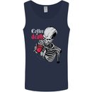 Coffee or Death Skull Mens Vest Tank Top Navy Blue