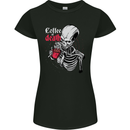 Coffee or Death Skull Womens Petite Cut T-Shirt Black