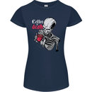 Coffee or Death Skull Womens Petite Cut T-Shirt Navy Blue