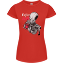 Coffee or Death Skull Womens Petite Cut T-Shirt Red
