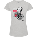 Coffee or Death Skull Womens Petite Cut T-Shirt Sports Grey