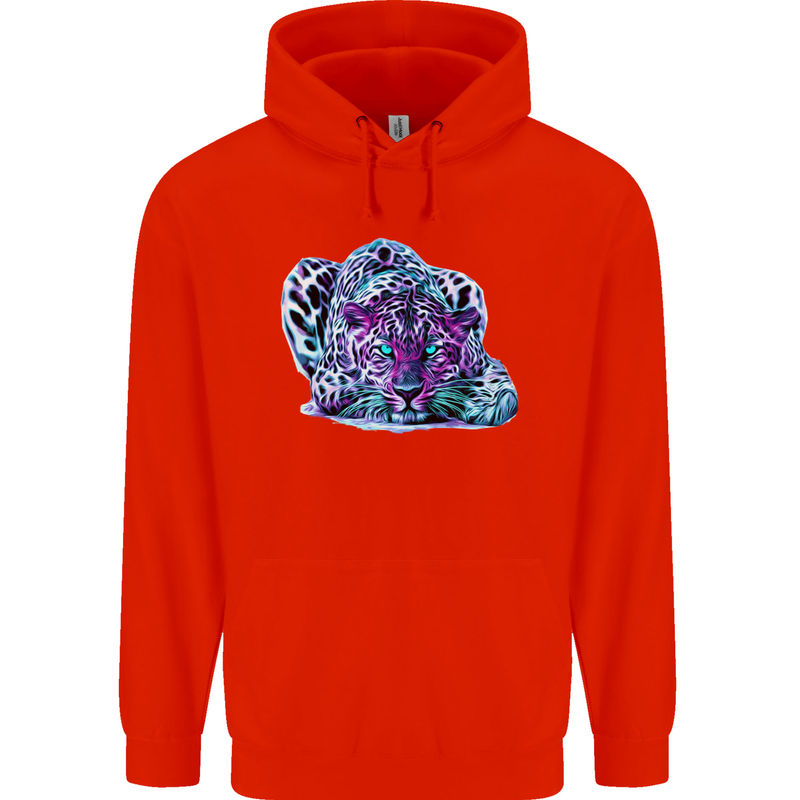 Cololurful Leopard Wild Cat Panther Childrens Kids Hoodie Bright Red