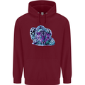 Cololurful Leopard Wild Cat Panther Childrens Kids Hoodie Maroon