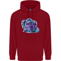 Cololurful Leopard Wild Cat Panther Childrens Kids Hoodie Red
