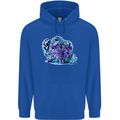 Cololurful Leopard Wild Cat Panther Childrens Kids Hoodie Royal Blue