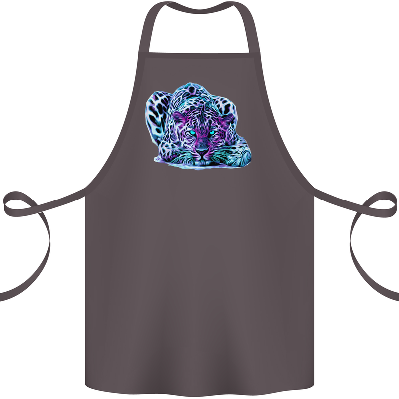 Cololurful Leopard Wild Cat Panther Cotton Apron 100% Organic Dark Grey